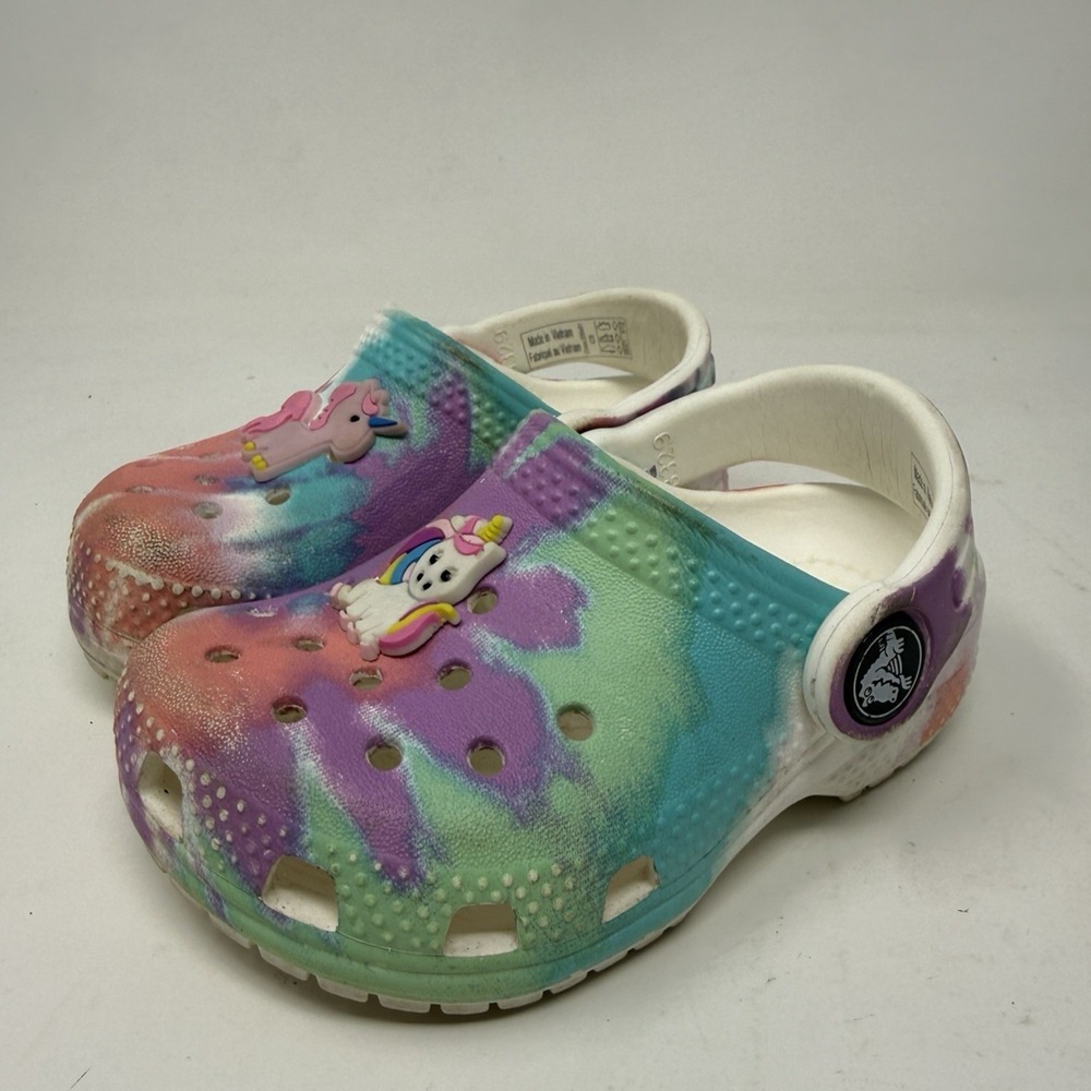 Crocs Classic Clog Tie Dye Sandals Toddler Children Size C5 Slip On Shoes